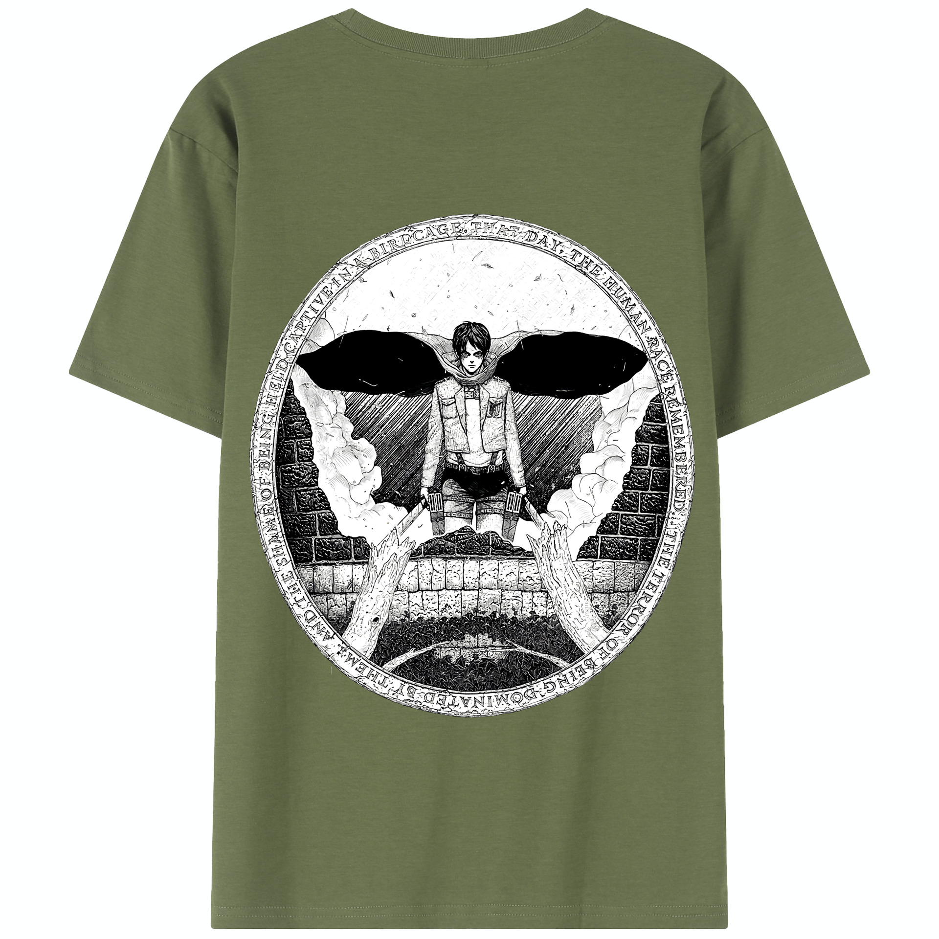 （画像用） 進撃の巨人 エレン･イェーガー Attack on Titan Eren Jäger 綿100％半袖Tシャツ（背面プリント）